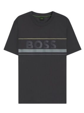 Cotton-jersey Men T-shirt with Stripes and Logo Boss Size L - NWT
